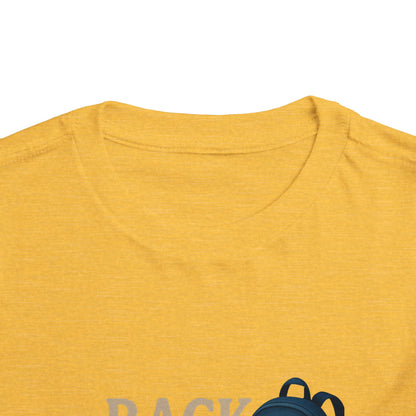 Toddler Tee Back to School Shirt with Backpack, Apple, Pencil, and Book Design