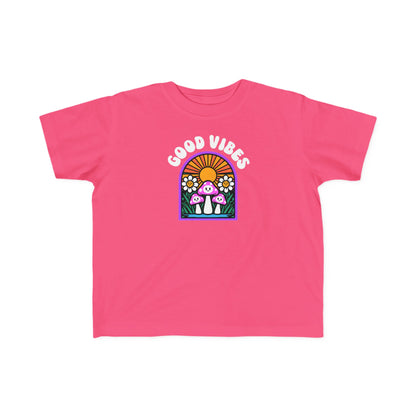 Toddler's Good Vibes Tee - Bright Jersey T-Shirt for Kids, Fun Summer Wear, Gift for Birthdays, Playdates, Rainbow Theme