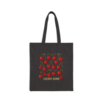 Cherry Bomb Cotton Tote Bag — Retro Cherry Graphic Reusable Shopper