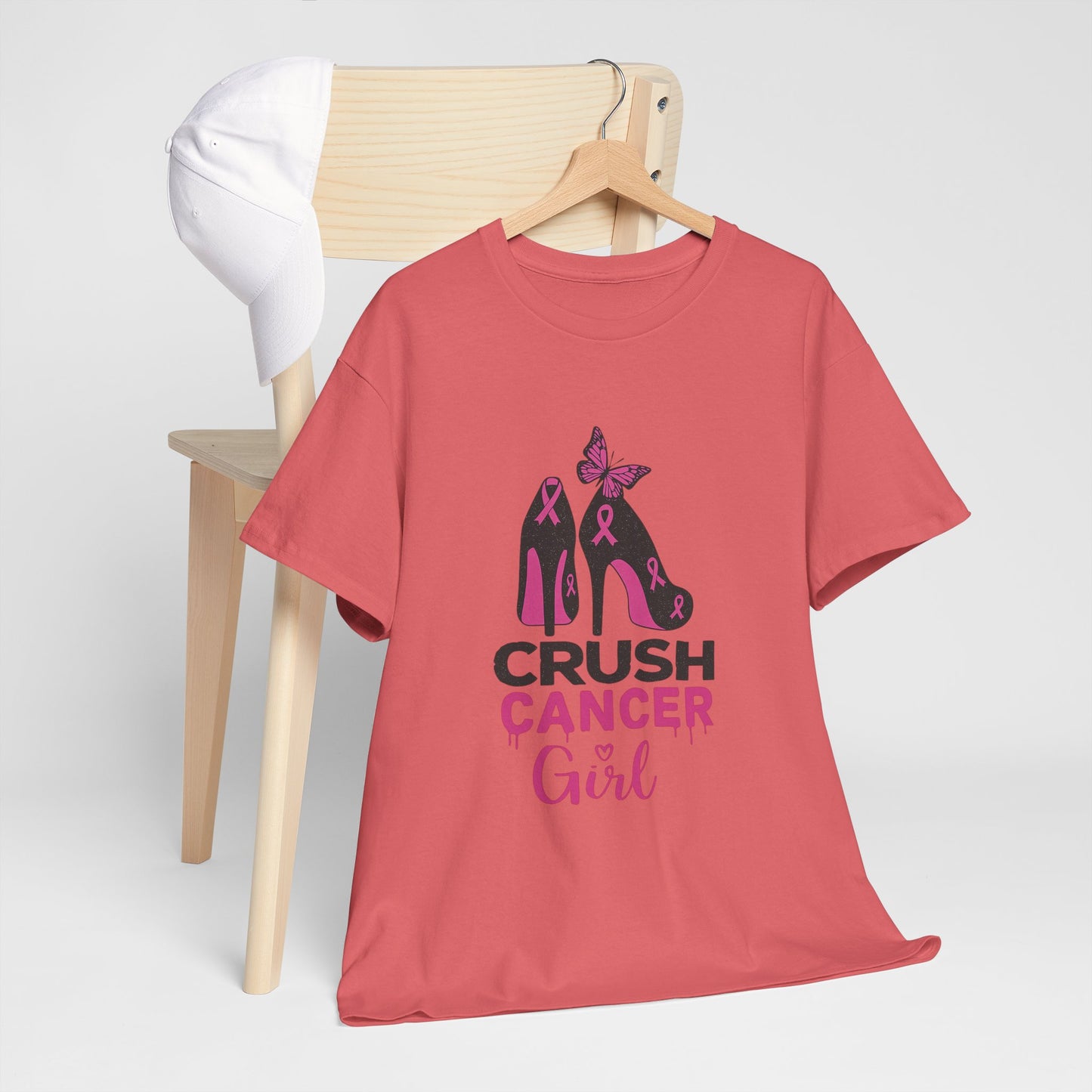 Crush Cancer Girl Tee: High Heels, Pink Ribbon, Hope