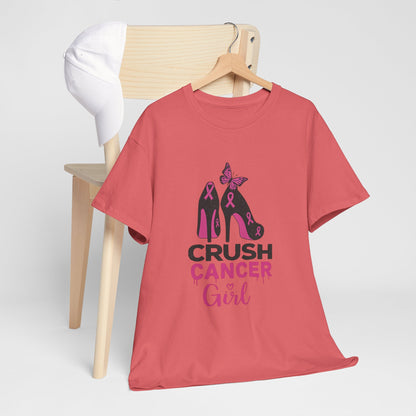 Crush Cancer Girl Tee: High Heels, Pink Ribbon, Hope