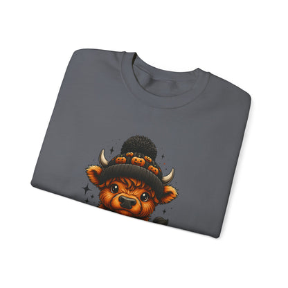 Halloween Cow Calf in Pumpkin Crewneck Sweatshirt