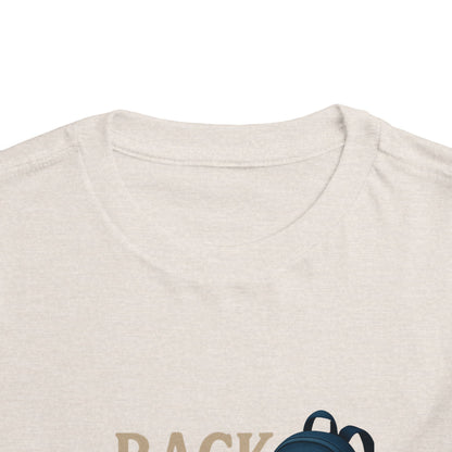 Toddler Tee Back to School Shirt with Backpack, Apple, Pencil, and Book Design