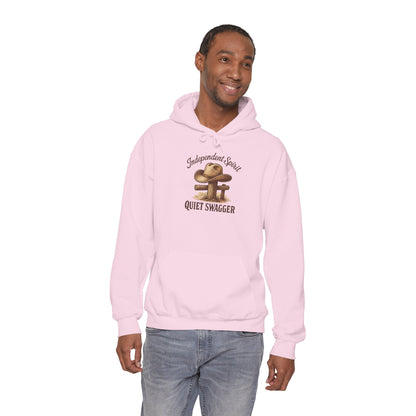 Quiet Swagger Hoodie – "Independent Spirit" Cowboy Hat Graphic Pullover