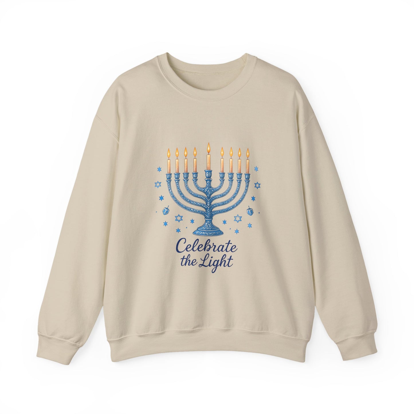 Hanukkah Menorah Sweatshirt - "Celebrate the Light" Holiday Crewneck
