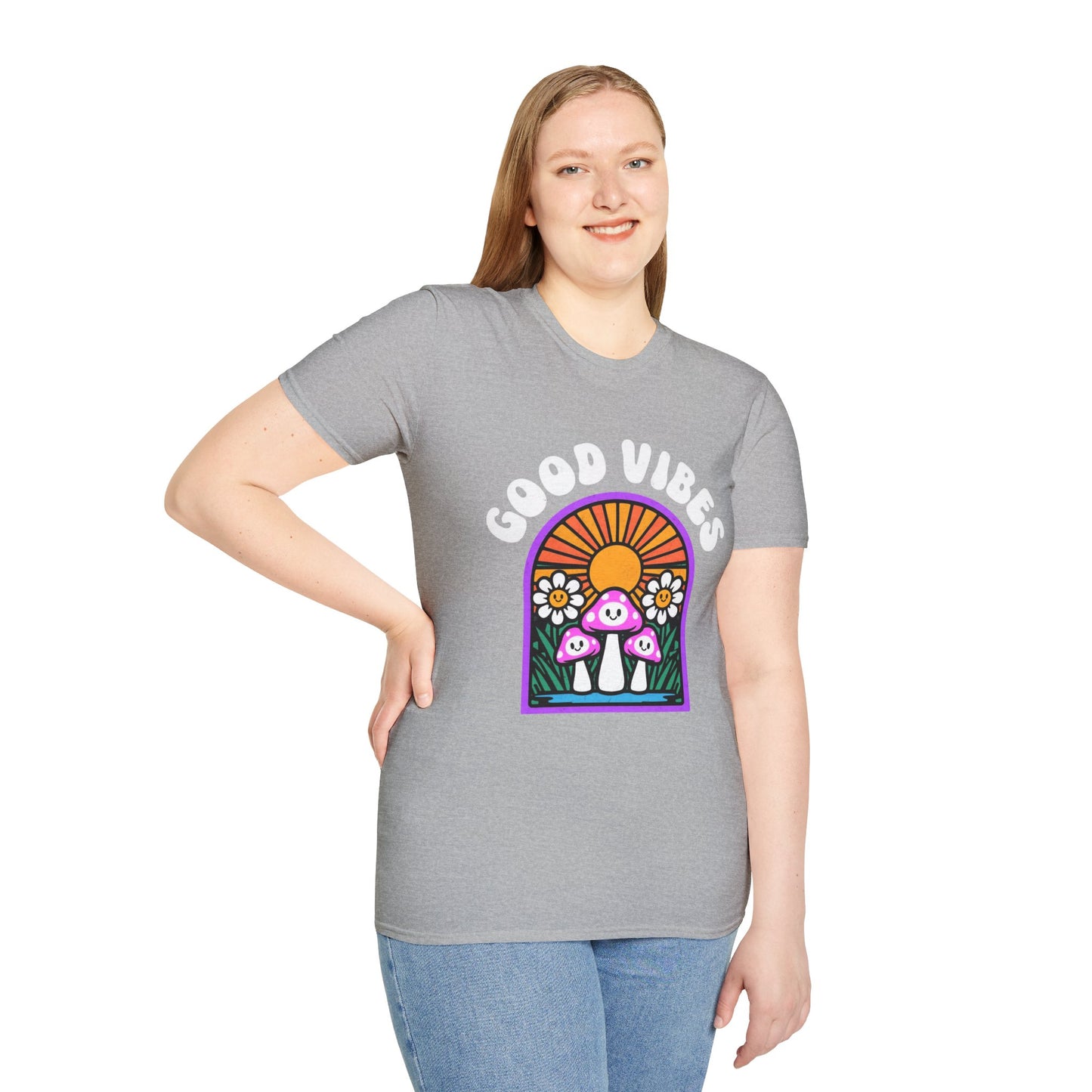 Good Vibes Unisex Softstyle T-Shirt | Retro Graphic Tee | Summer Vibe Shirt | Festival Fashion | Relaxed Fit Casual Top