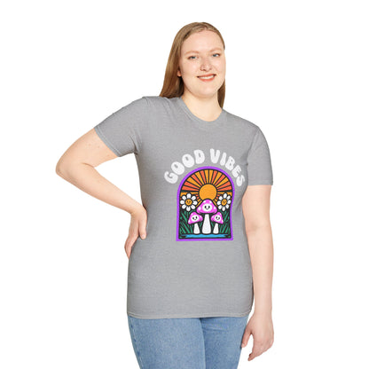 Good Vibes Unisex Softstyle T-Shirt | Retro Graphic Tee | Summer Vibe Shirt | Festival Fashion | Relaxed Fit Casual Top