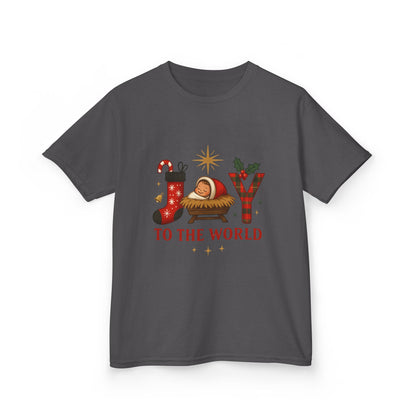 Joy to the World Dino Christmas Kids Tee