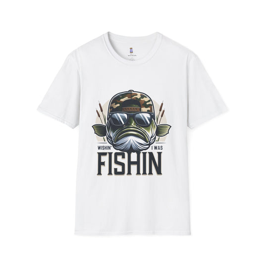 Camiseta para amantes de la pesca: "Ojalá estuviera pescando". Ideal para pescadores, actividades al aire libre, viajes de pesca, el Día del Padre y como regalo.