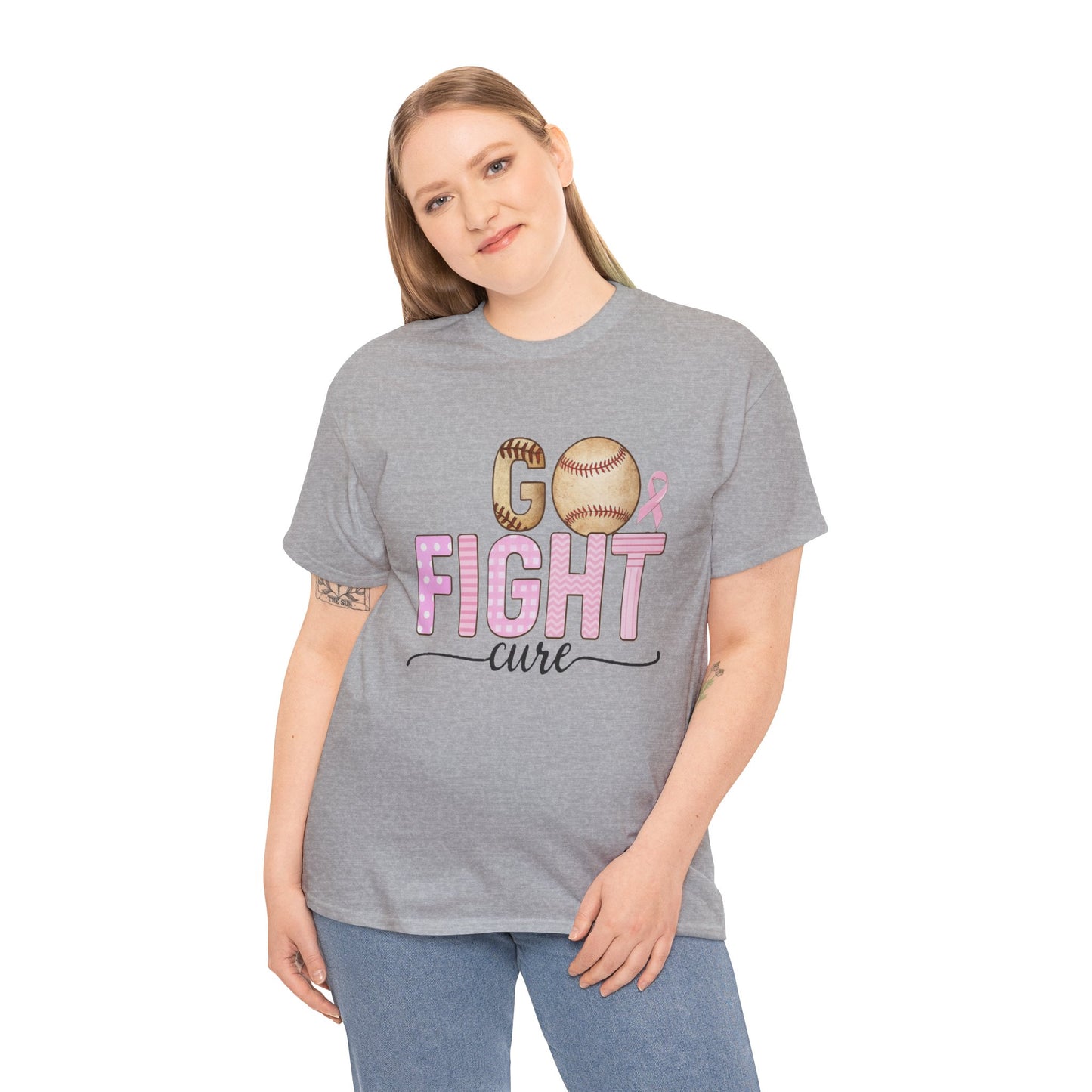 Go Fight Cure Baseball Pink Ribbon Awareness Tee