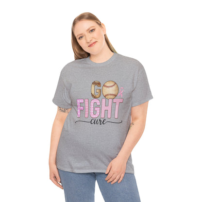 Go Fight Cure Baseball Pink Ribbon Awareness Tee