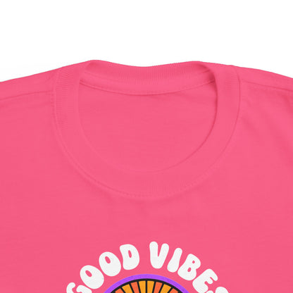 Toddler's Good Vibes Tee - Bright Jersey T-Shirt for Kids, Fun Summer Wear, Gift for Birthdays, Playdates, Rainbow Theme