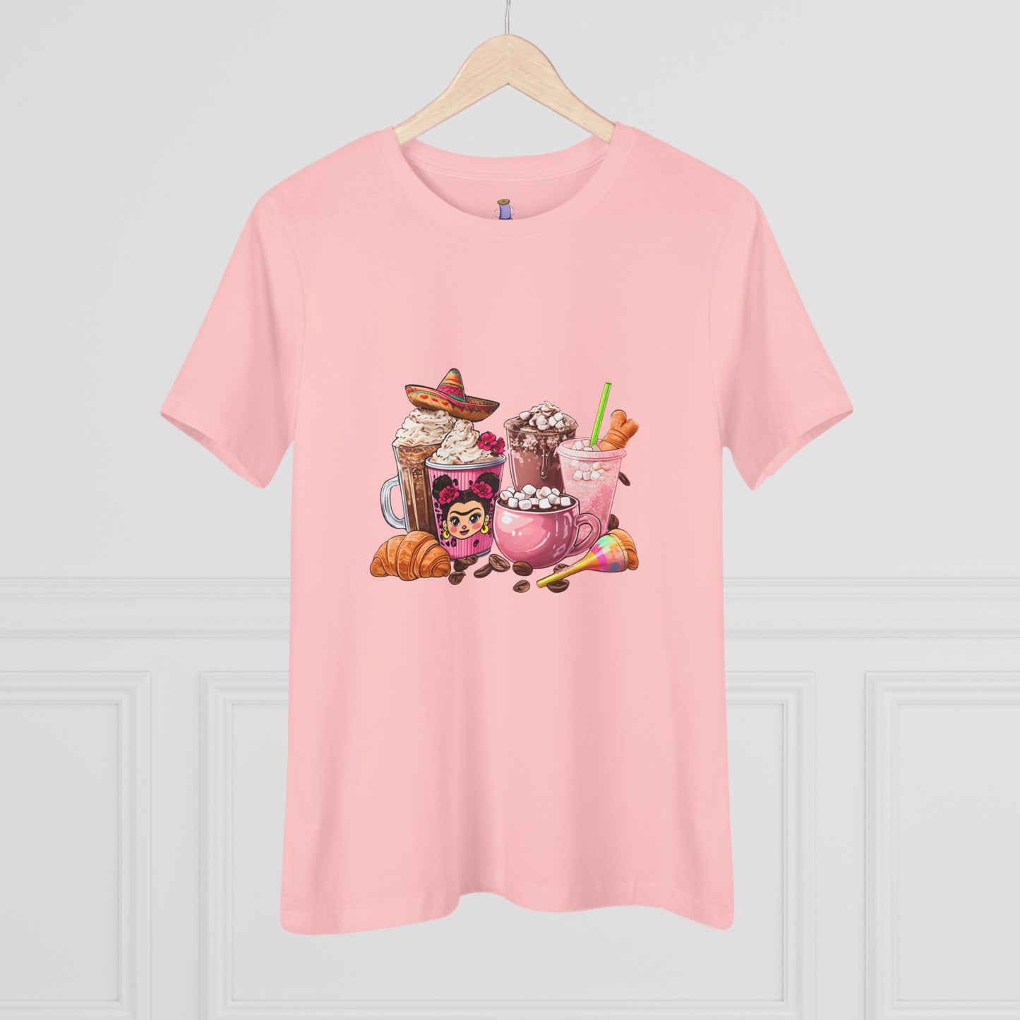 Latina Cute Beverage Women's Cotton Tee, Coffee Lover Gift, Cute Summer Shirt, Birthday Present, Cozy Foodie Tee