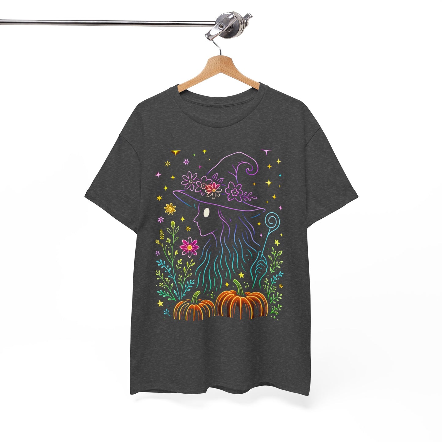 🌙 Whimsical Witch Cat Tee – Magical Halloween Pumpkin Shirt