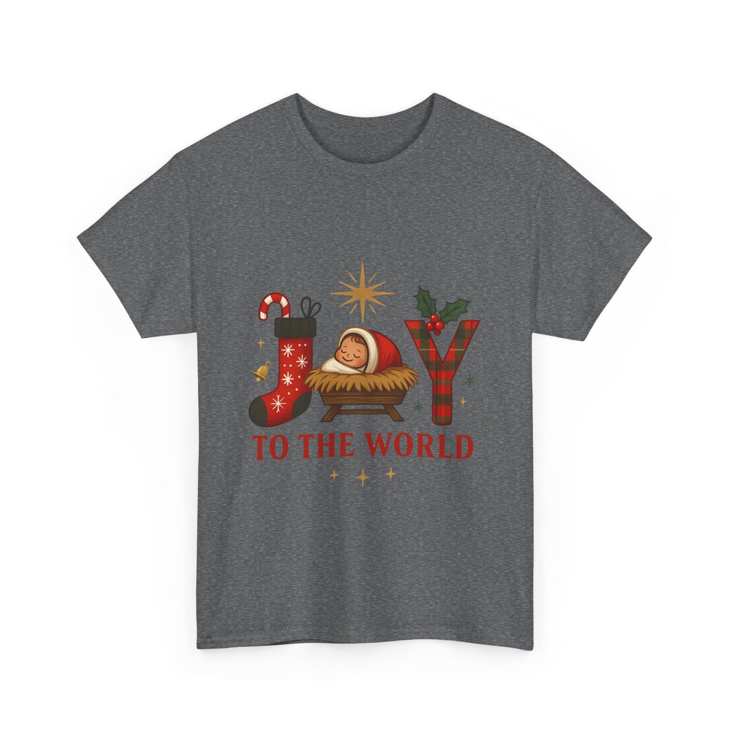 Christmas Joy Unisex Tee with Baby Jesus Illustration