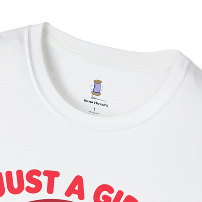 Just a Girl Who Loves Moo Deng Unisex Softstyle T-Shirt | Cute Hippo Tee, Animal Lover Shirt, Gift for Kids, Summer Wear, Birthday Present