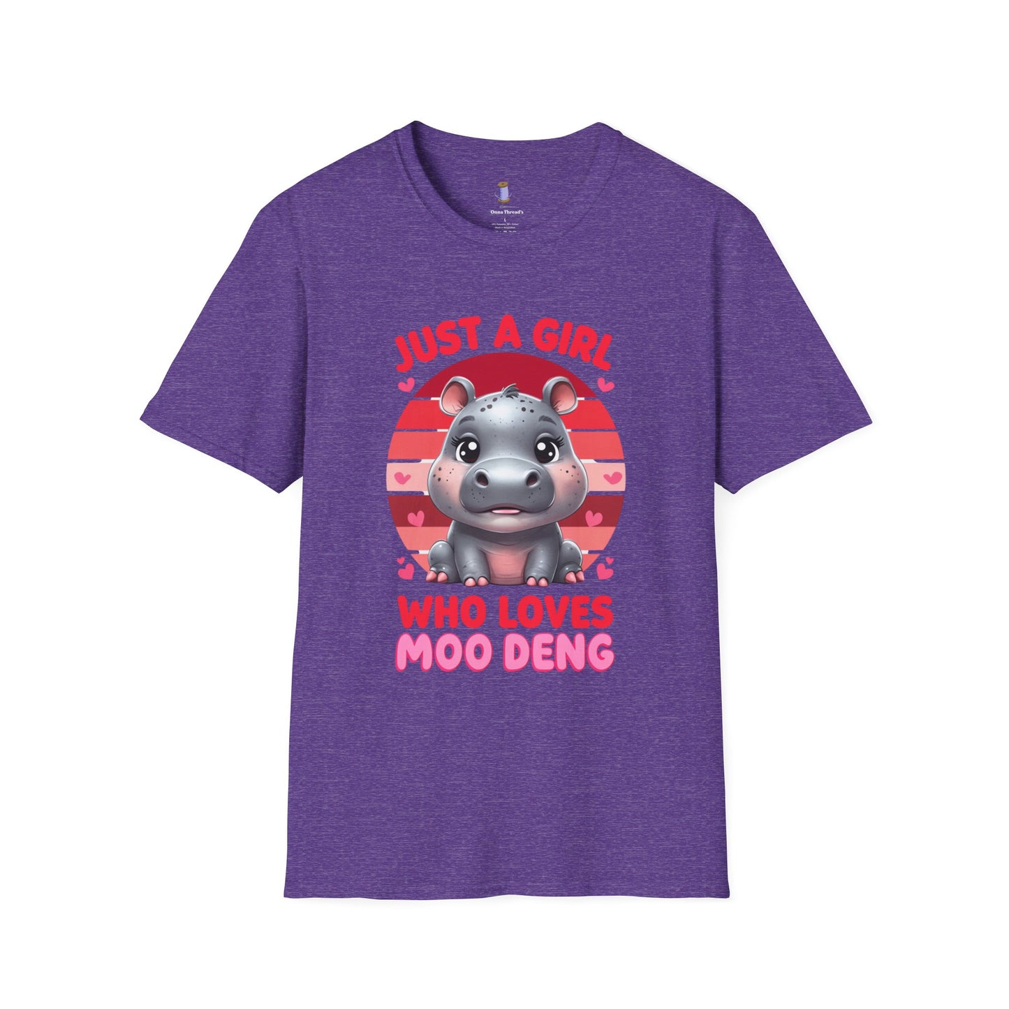 Just a Girl Who Loves Moo Deng Unisex Softstyle T-Shirt | Cute Hippo Tee, Animal Lover Shirt, Gift for Kids, Summer Wear, Birthday Present