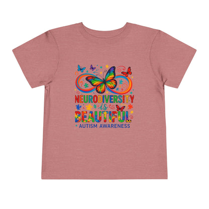 Toddler Tee - Neurodiversity is Beautiful Butterfly Rainbow Puzzle Piece Tee