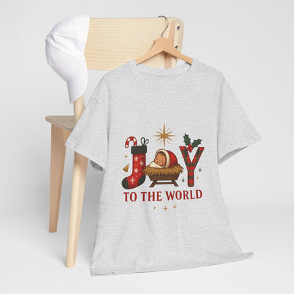 Christmas Joy Unisex Tee with Baby Jesus Illustration