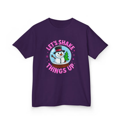 Shake Things Up! Snowman & Dino Christmas Kids Tee