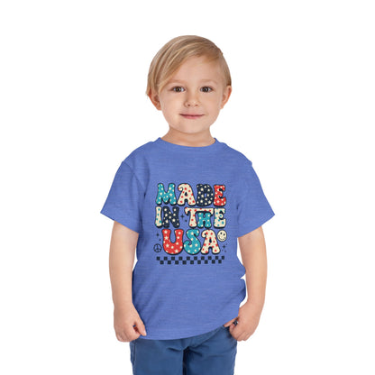 Toddler Tee Vintage Made in USA Retro Smiley Peace Sign Star Design