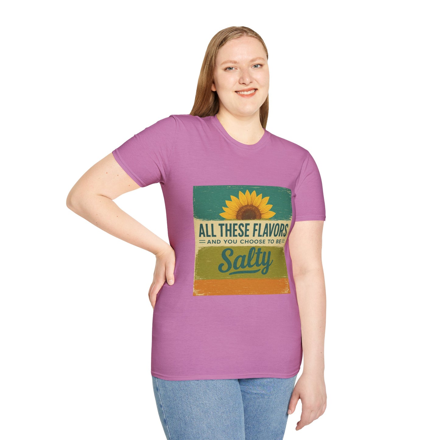 Sunflower Salty T-Shirt: Unisex Softstyle Tee for Sunshine Lovers, Casual Wear, Birthday Gift, Summer Vibes, Relaxed Style