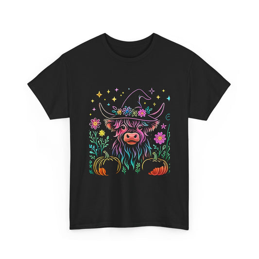🎃 Magical Highland Cow Tee – Witchy Pumpkin Farm Shirt