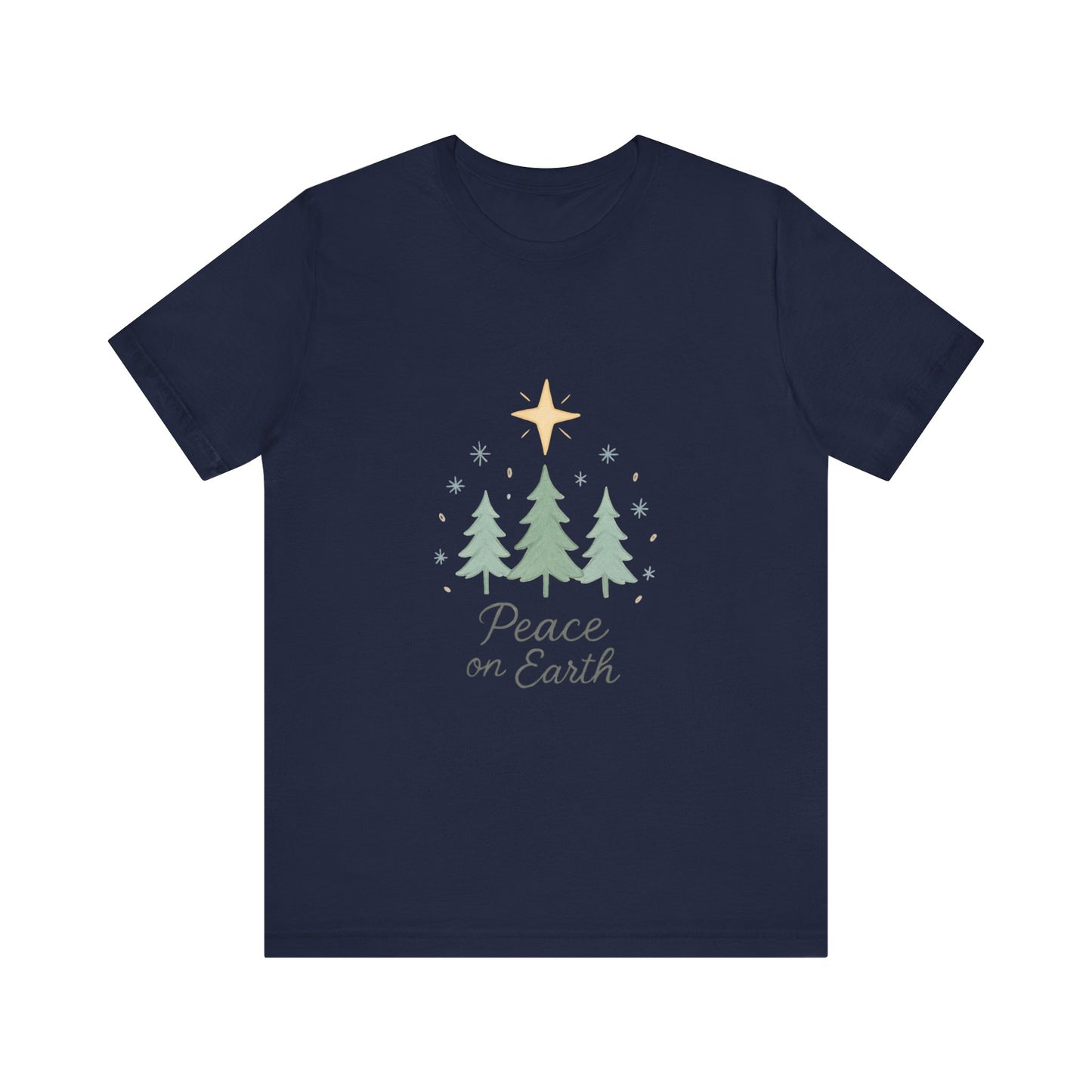 Peace on Earth Christmas Tee — Holiday Pine Tree Graphic Shirt
