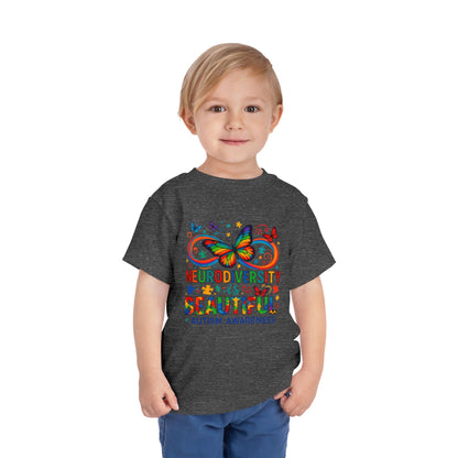 Toddler Tee - Neurodiversity is Beautiful Butterfly Rainbow Puzzle Piece Tee