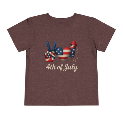 4th of July Peace & Heart Tee: Patriotic Toddler Shirt
