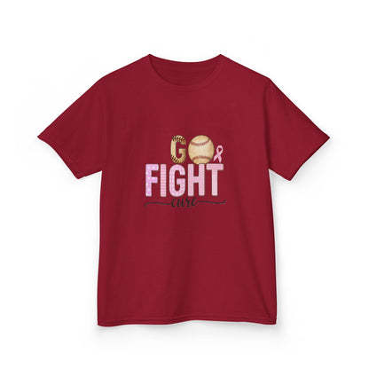 Go Fight Cure Baseball Pink Ribbon Kids Christmas Tee