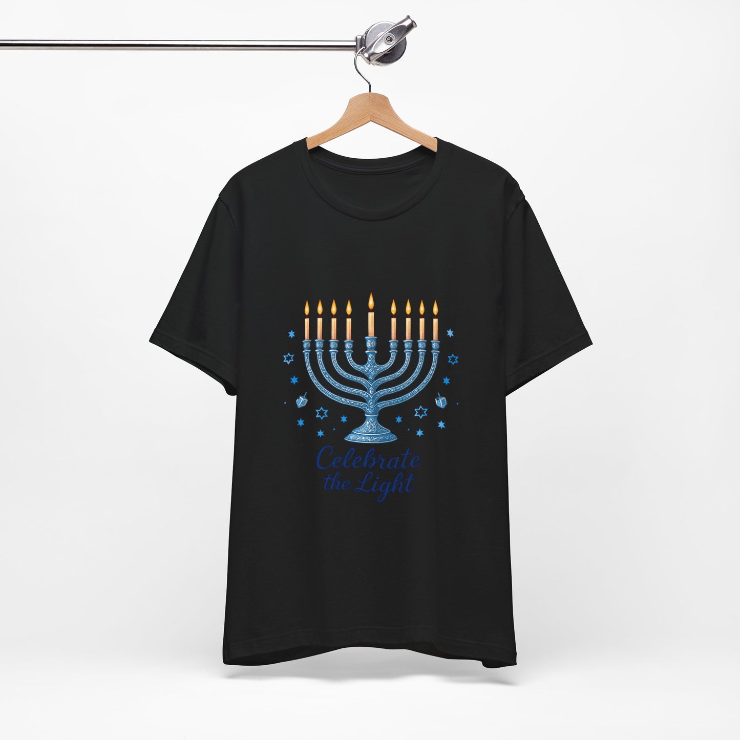 Hanukkah Menorah Tee — "Celebrate the Light" Holiday T‑Shirt