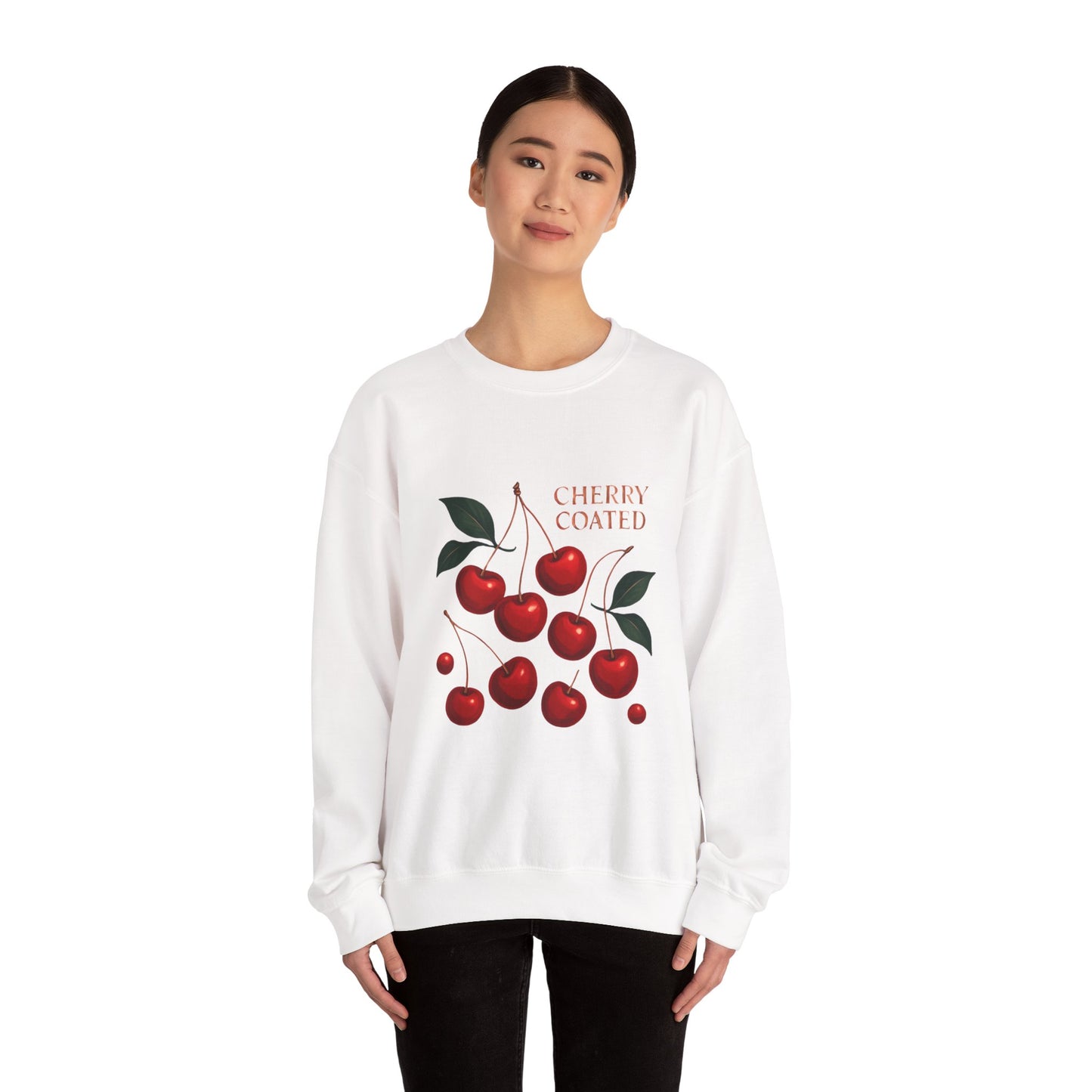 Cherry Coated Crewneck Sweatshirt — Retro Cherry Graphic Pullover