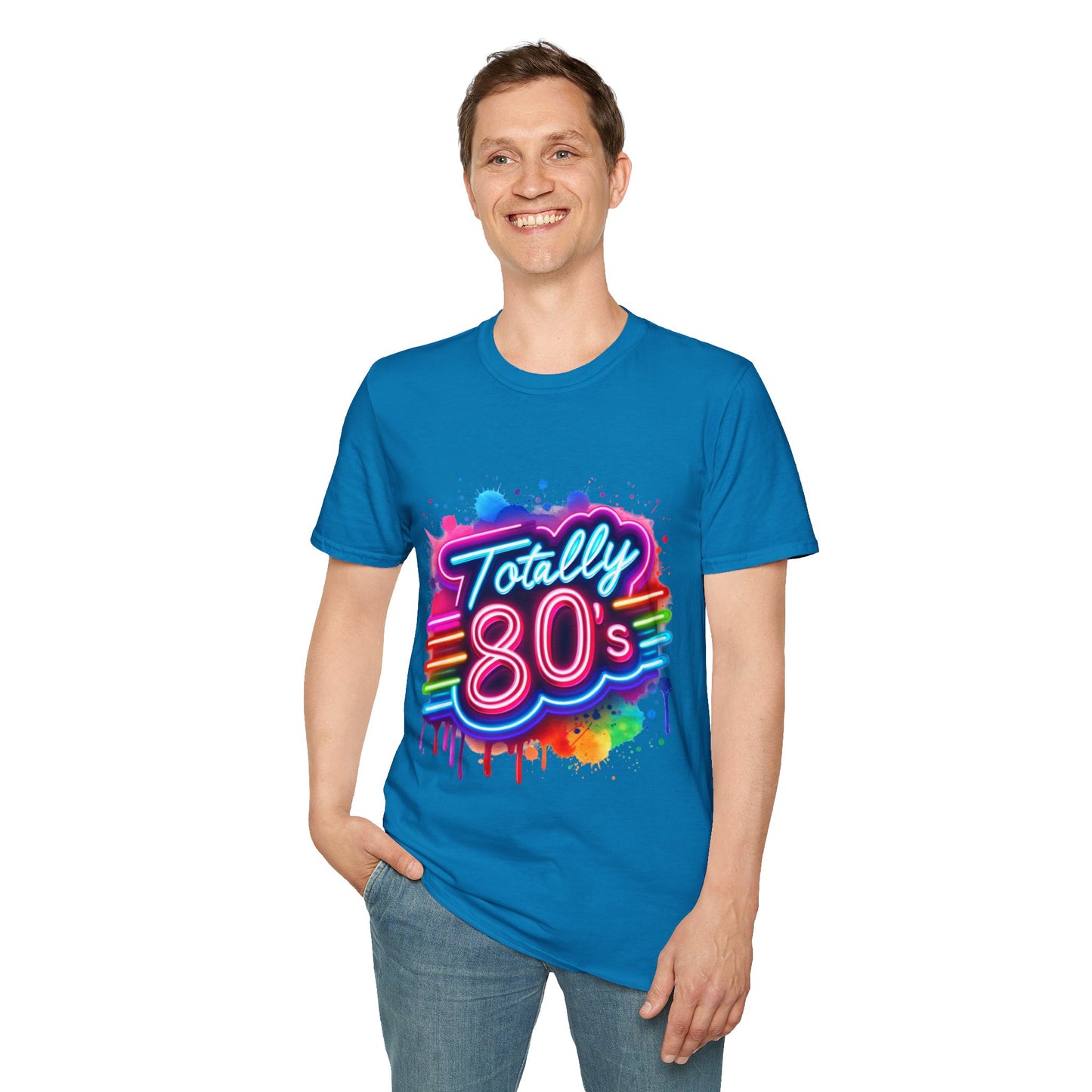 Totally 80s Unisex Softstyle T-Shirt – Retro Vintage Tee, Nostalgic Gift, Party Shirt, Perfect for 80s Theme Events, Festival Wear