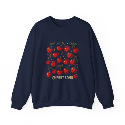 Cherry Bomb Crewneck Sweatshirt — Retro Cherry Graphic Pullover
