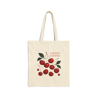Cherry Coated Canvas Tote — Retro Cherry Grocery & Market Bag