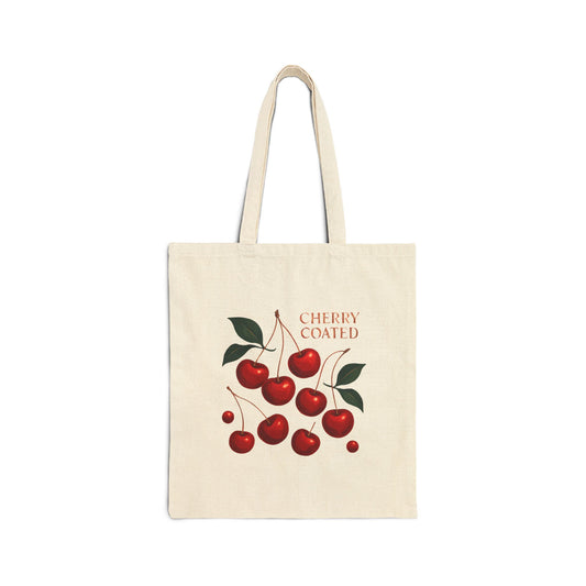 Cherry Coated Canvas Tote — Retro Cherry Grocery & Market Bag