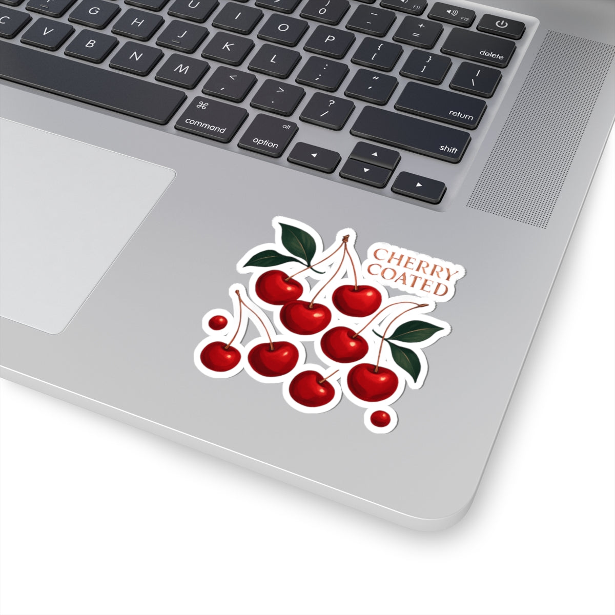 Cherry Coated Kiss-Cut Sticker — Retro Red Cherry Laptop Decal