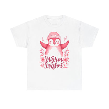 Warm Wishes Pink Penguin Tee - Holiday Tee