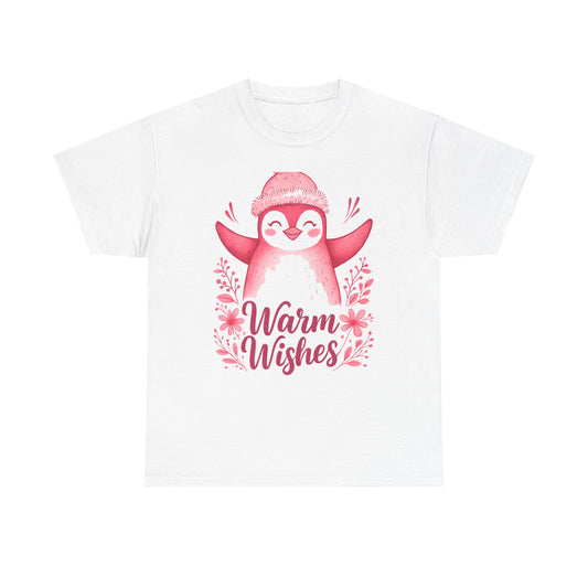 Warm Wishes Pink Penguin Tee - Holiday Tee