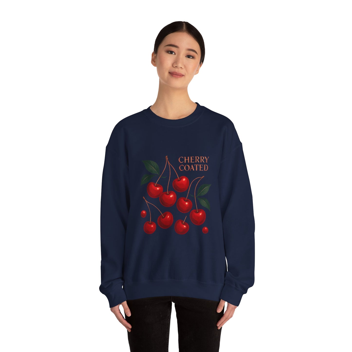 Cherry Coated Crewneck Sweatshirt — Retro Cherry Graphic Pullover