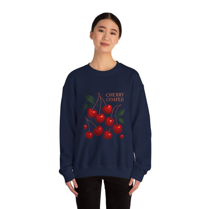 Cherry Coated Crewneck Sweatshirt — Retro Cherry Graphic Pullover