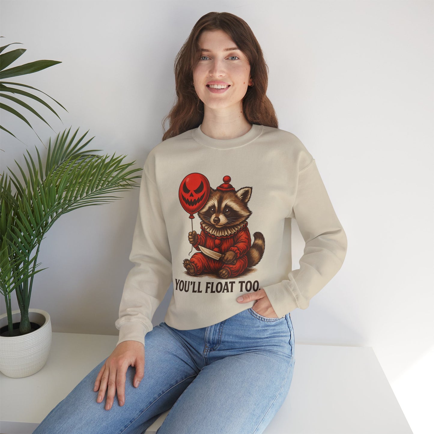 Creepy Clown Raccoon Halloween Sweatshirt