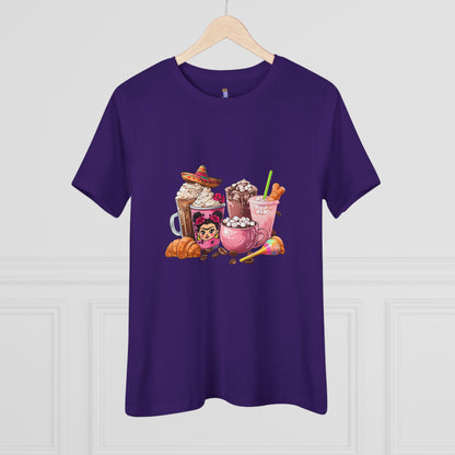 Latina Cute Beverage Women's Cotton Tee, Coffee Lover Gift, Cute Summer Shirt, Birthday Present, Cozy Foodie Tee