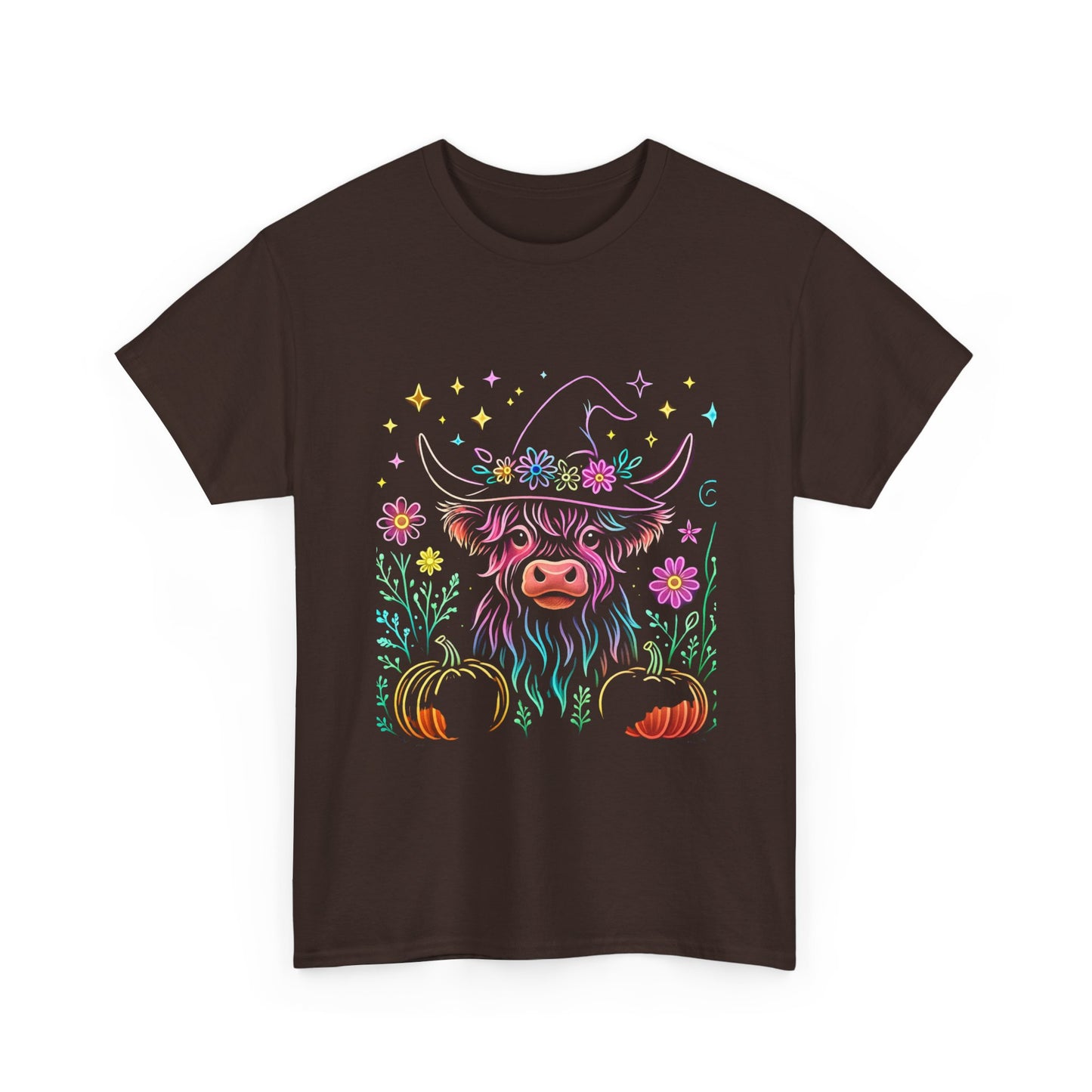 🎃 Magical Highland Cow Tee – Witchy Pumpkin Farm Shirt