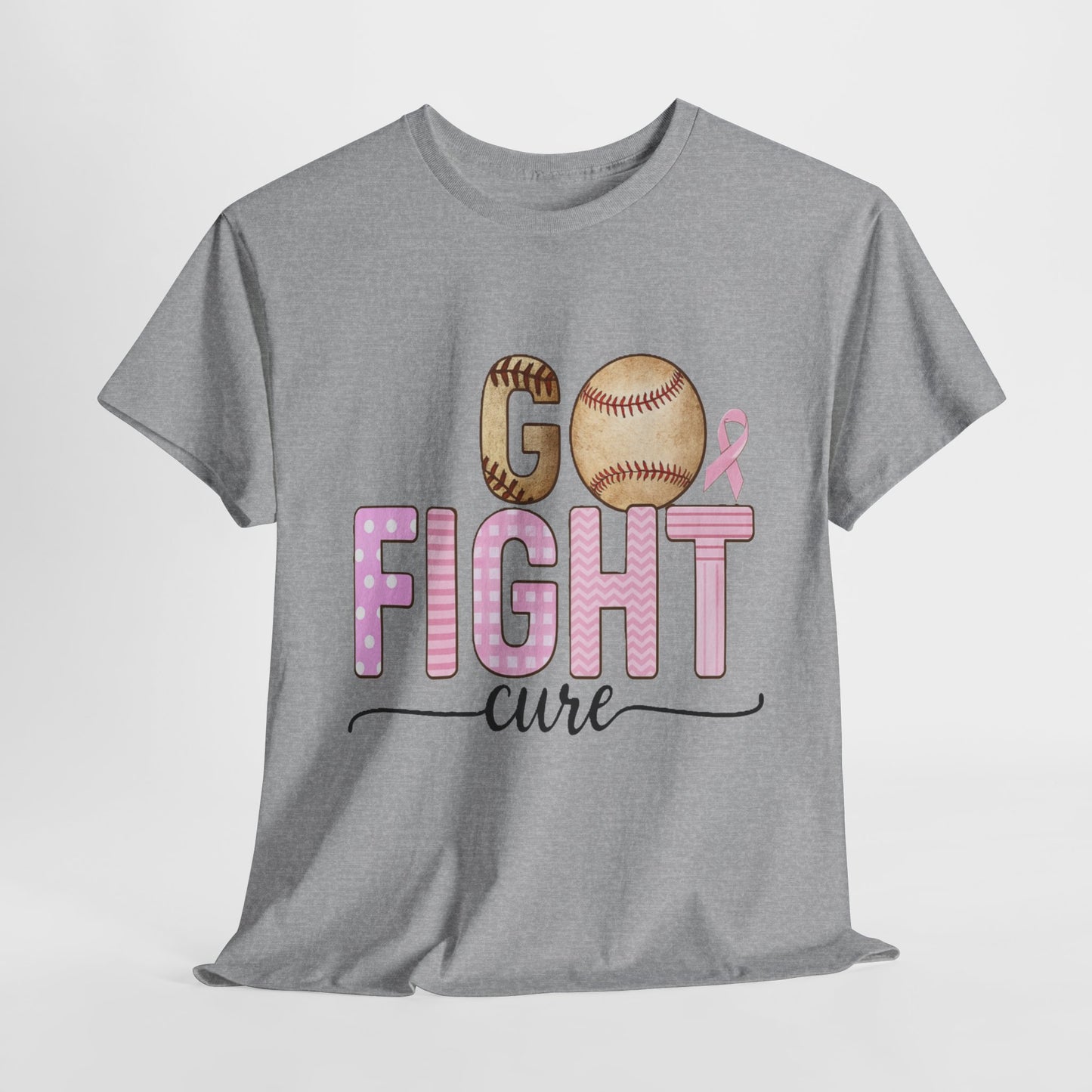 Go Fight Cure Baseball Pink Ribbon Awareness Tee