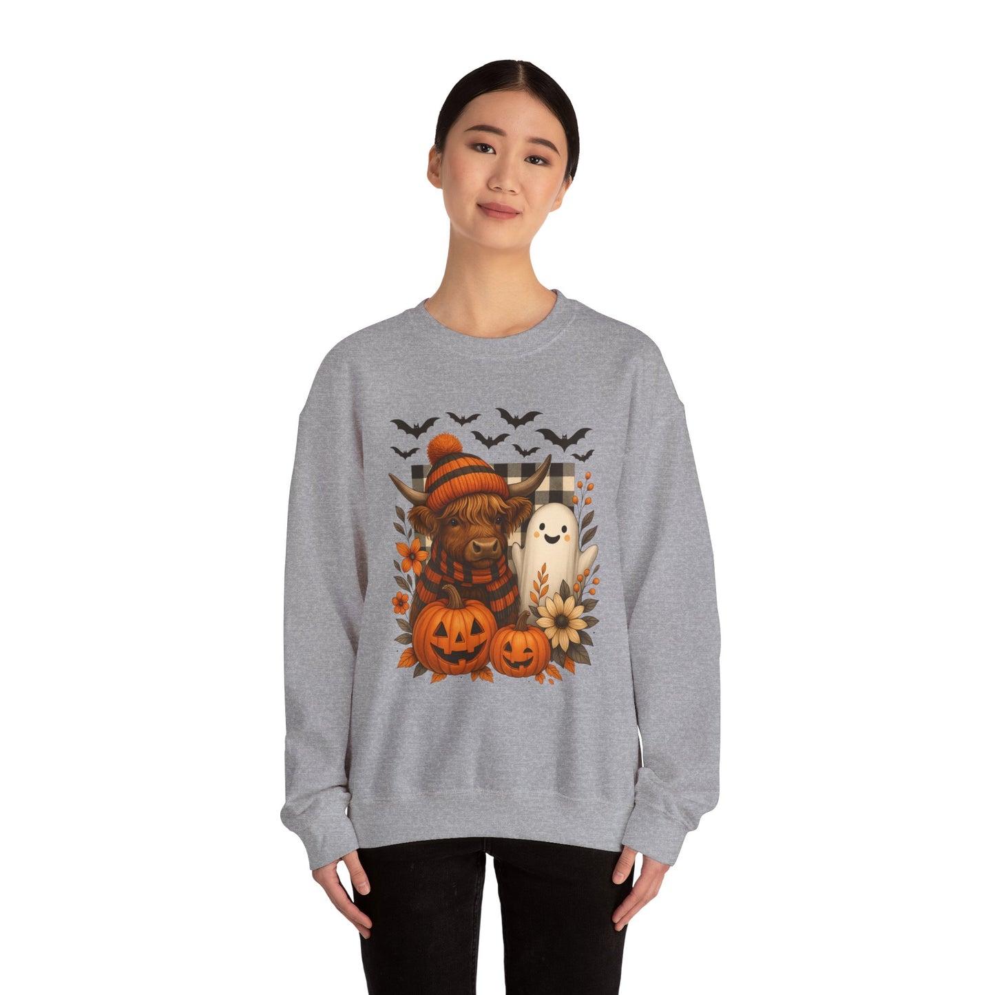Happy Halloween Cow & Ghost Crewneck Sweatshirt