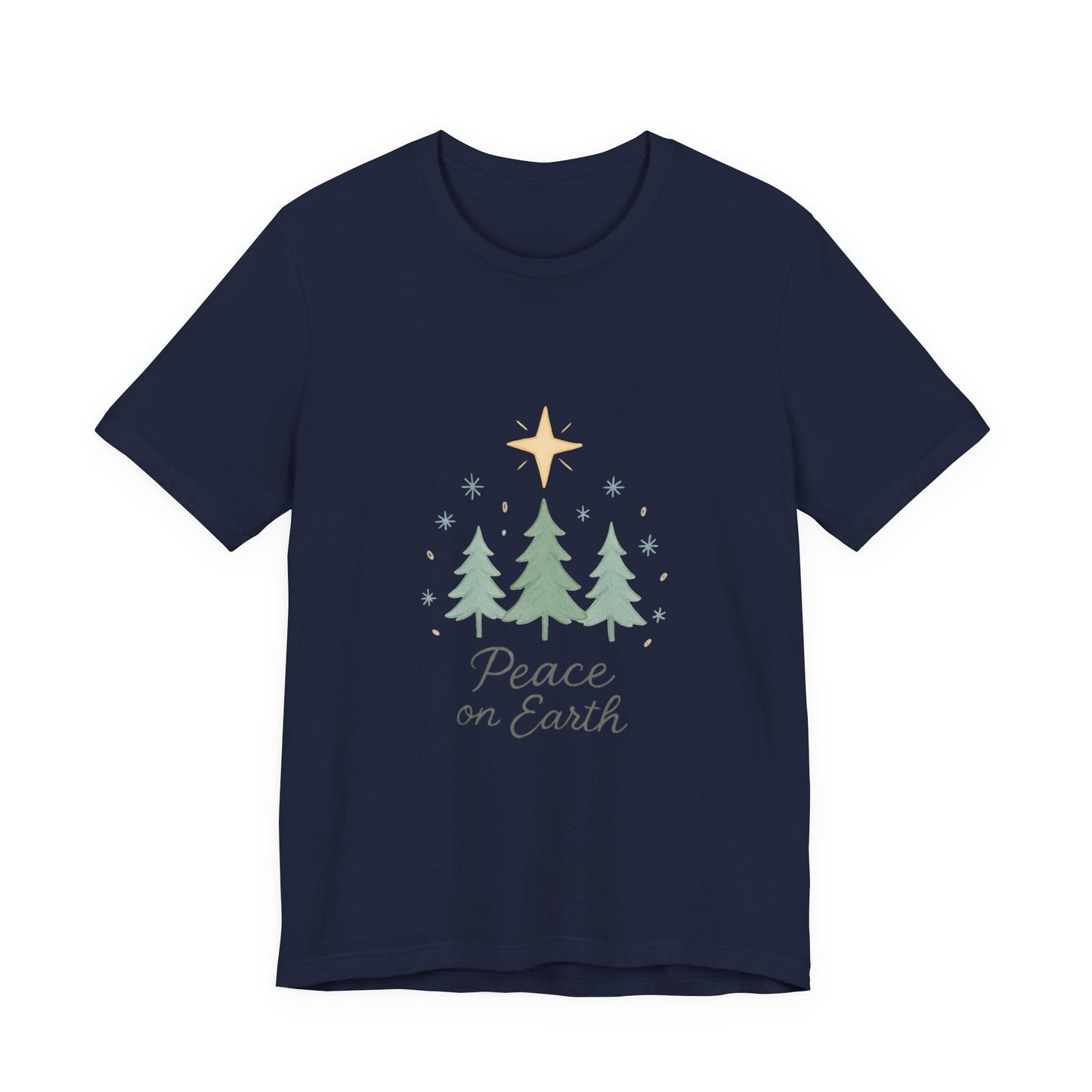 Peace on Earth Christmas Tee — Holiday Pine Tree Graphic Shirt
