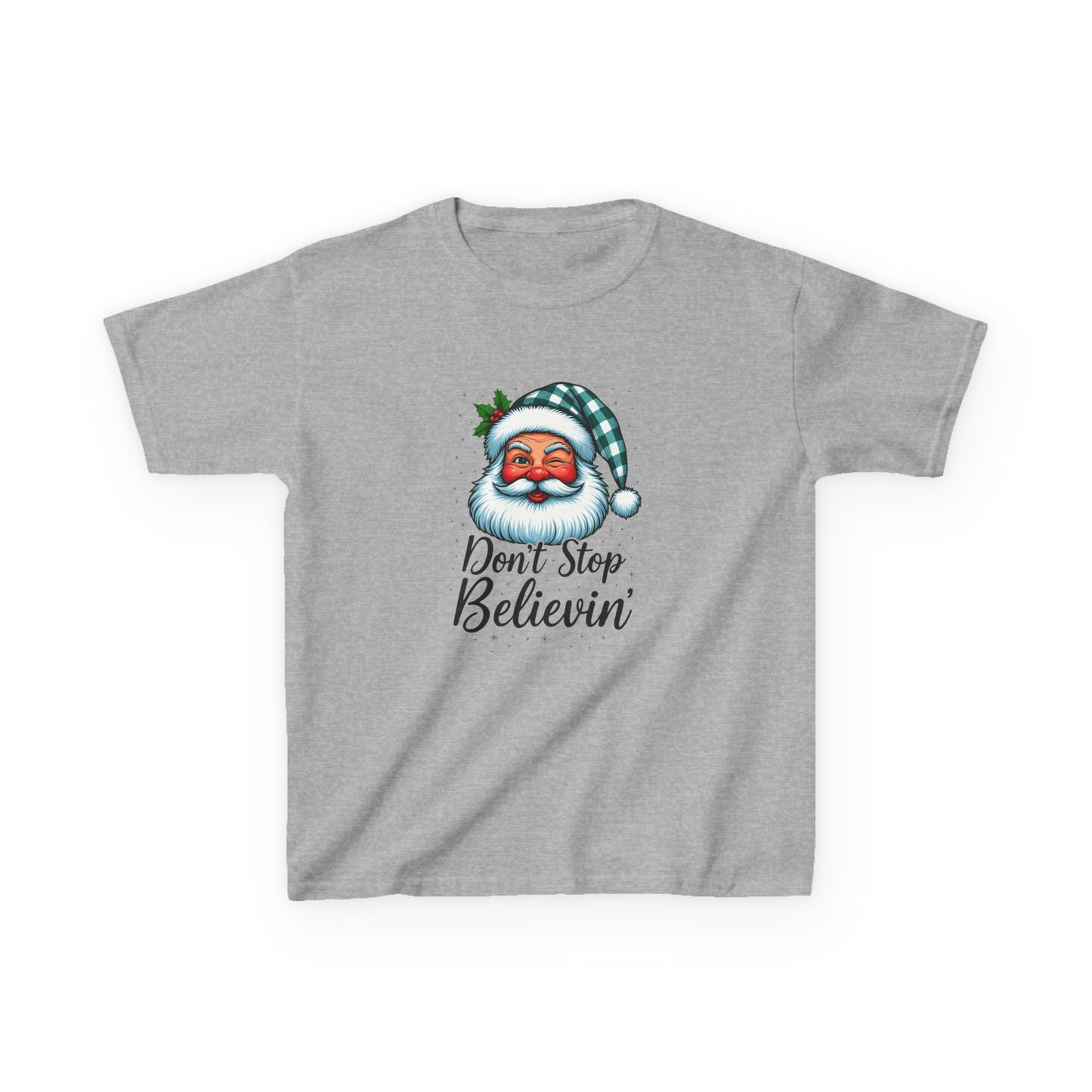 Santa Dino Don't Stop Believin' Kids Christmas Tee