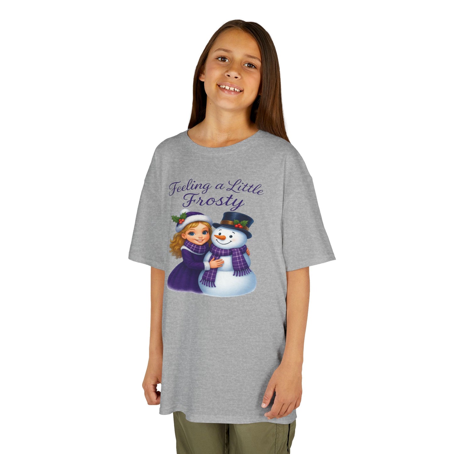 Kids Heavy Cotton™ Tee, Feeling a Little Frosty T-Shirt, Winter Tee, Holiday Gift for Kids, Cute Snowman Shirt, Fun Winter Apparel